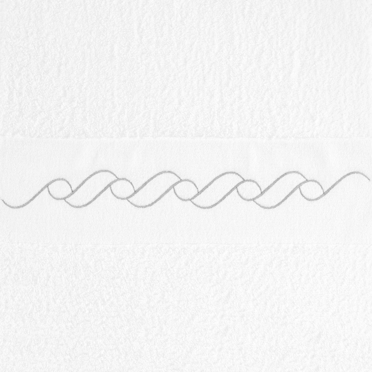 Swatch of Abyss Wave Embroidered Bath Towels in White/Silver (109)
