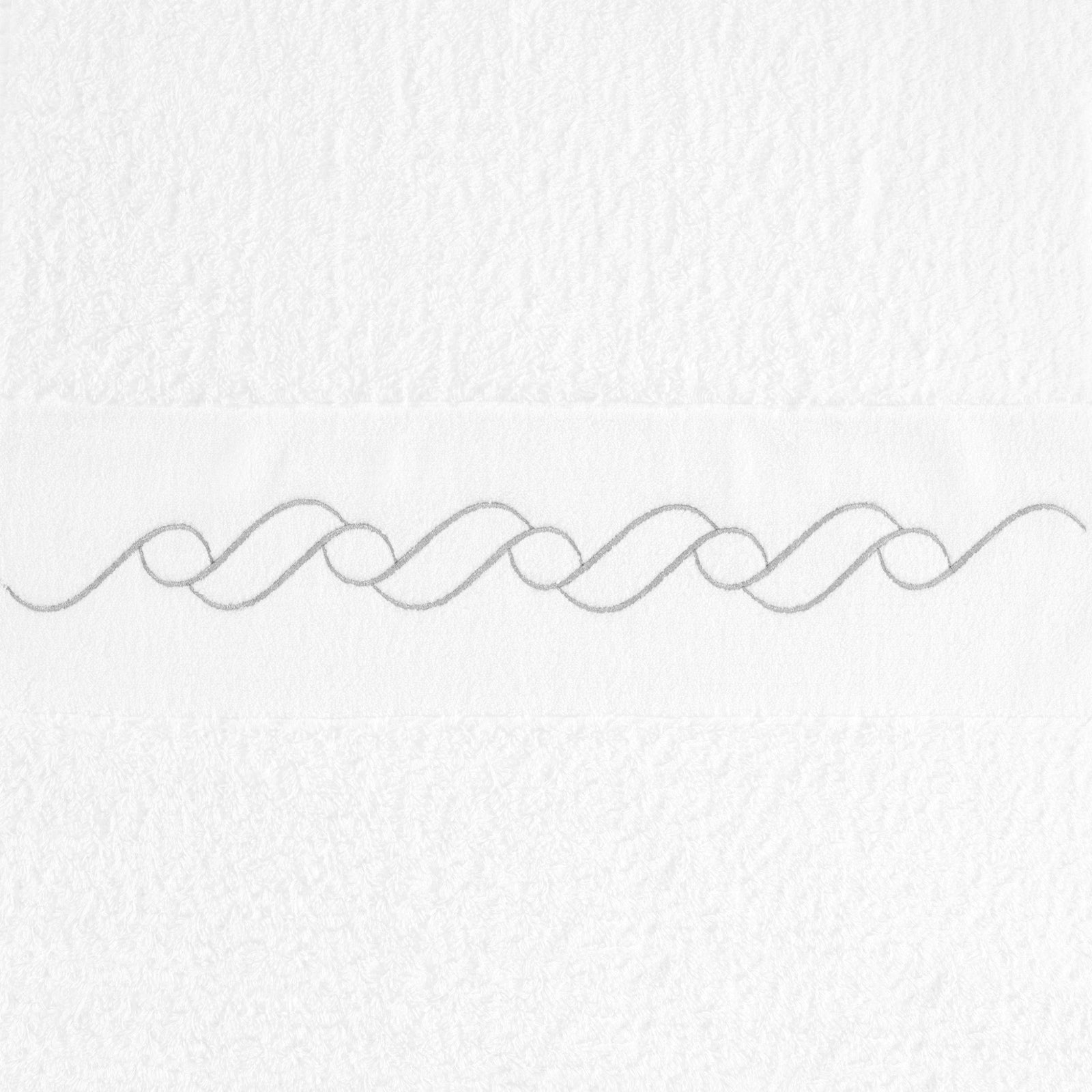 Swatch of Abyss Wave Embroidered Bath Towels in White/Silver (109)