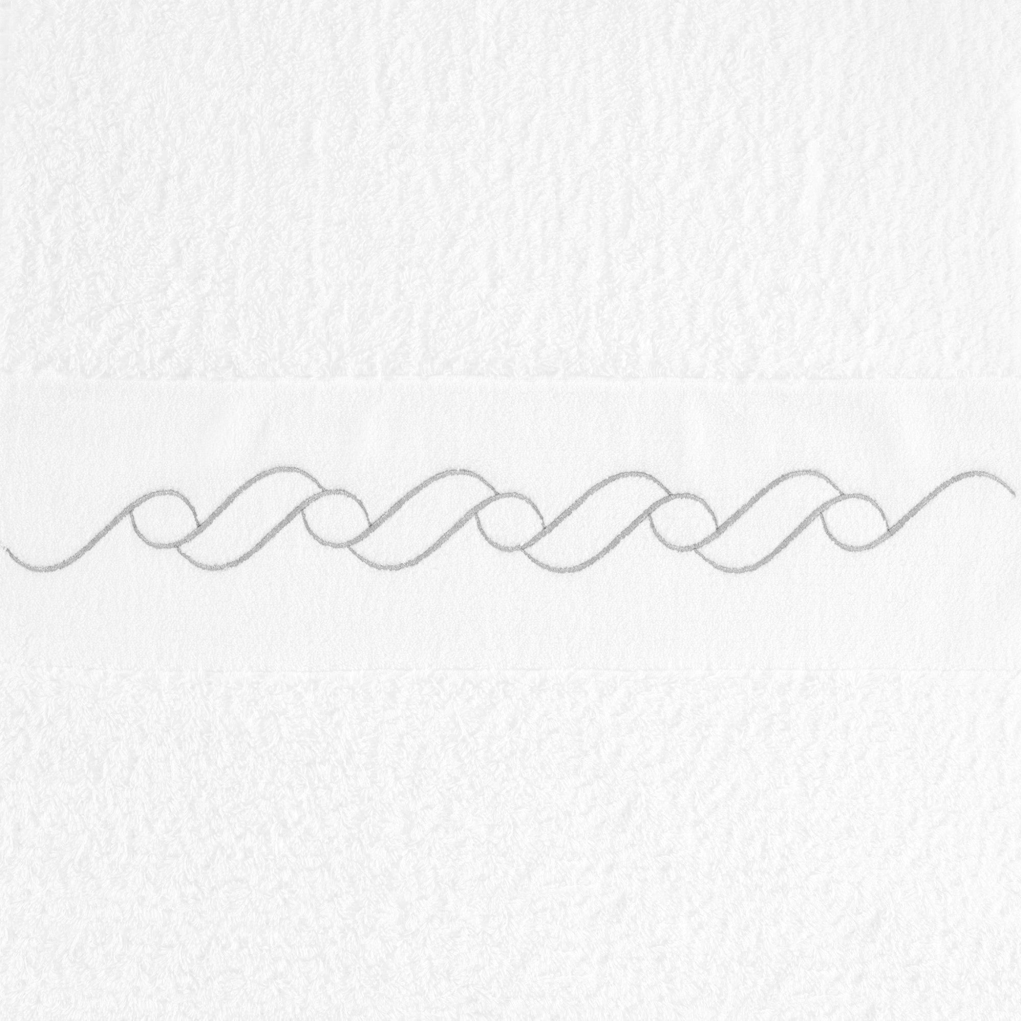 Swatch of Abyss Wave Embroidered Bath Towels in White/Silver (109)
