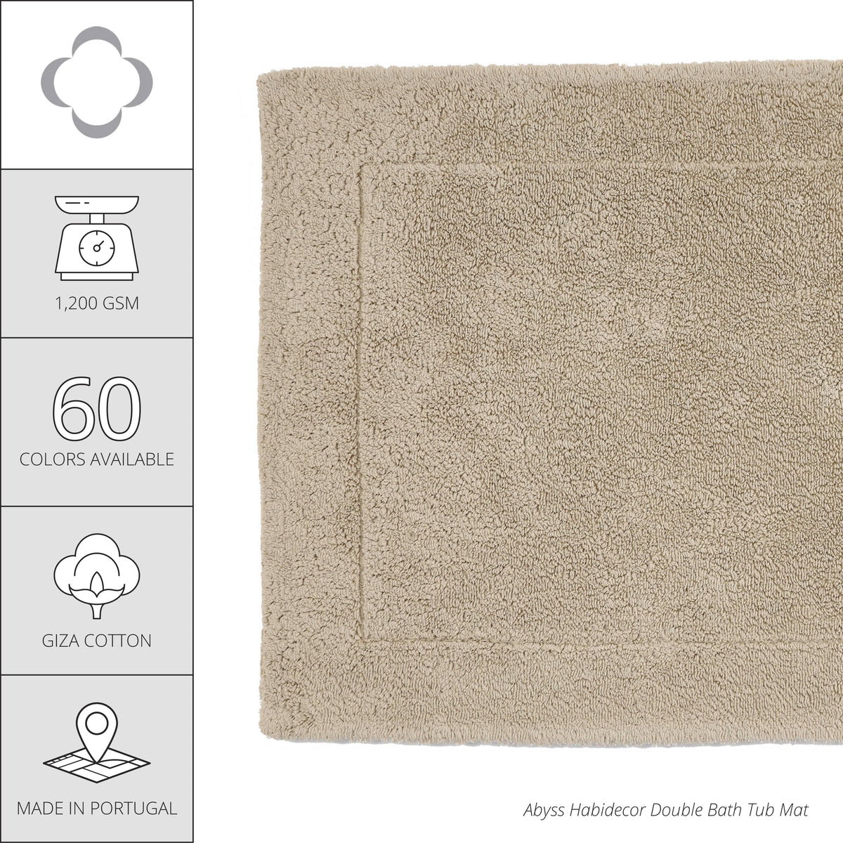 Abyss Double Bath Tub Mat - Taupe (711)
