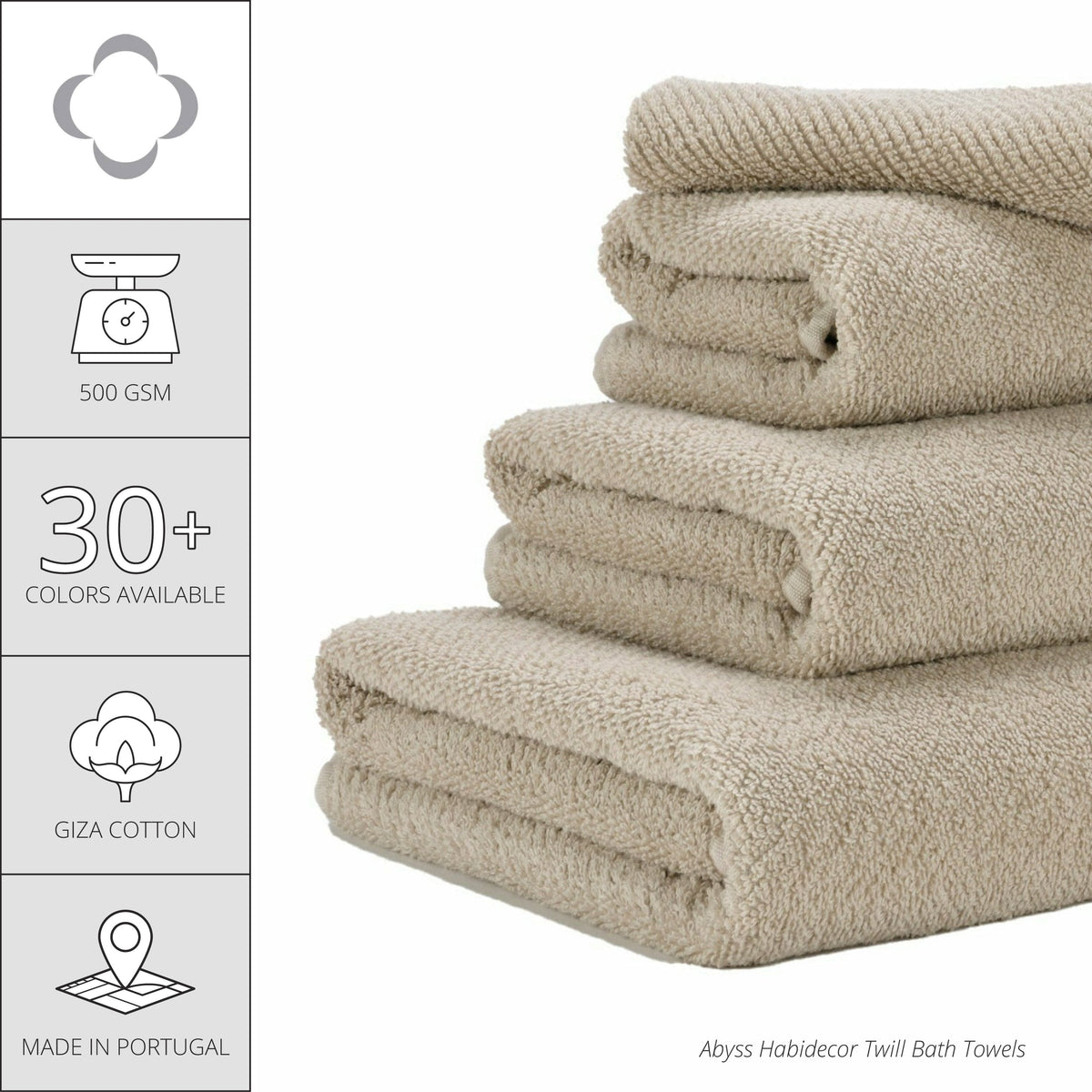 Infographic of Abyss Twill Bath Towels