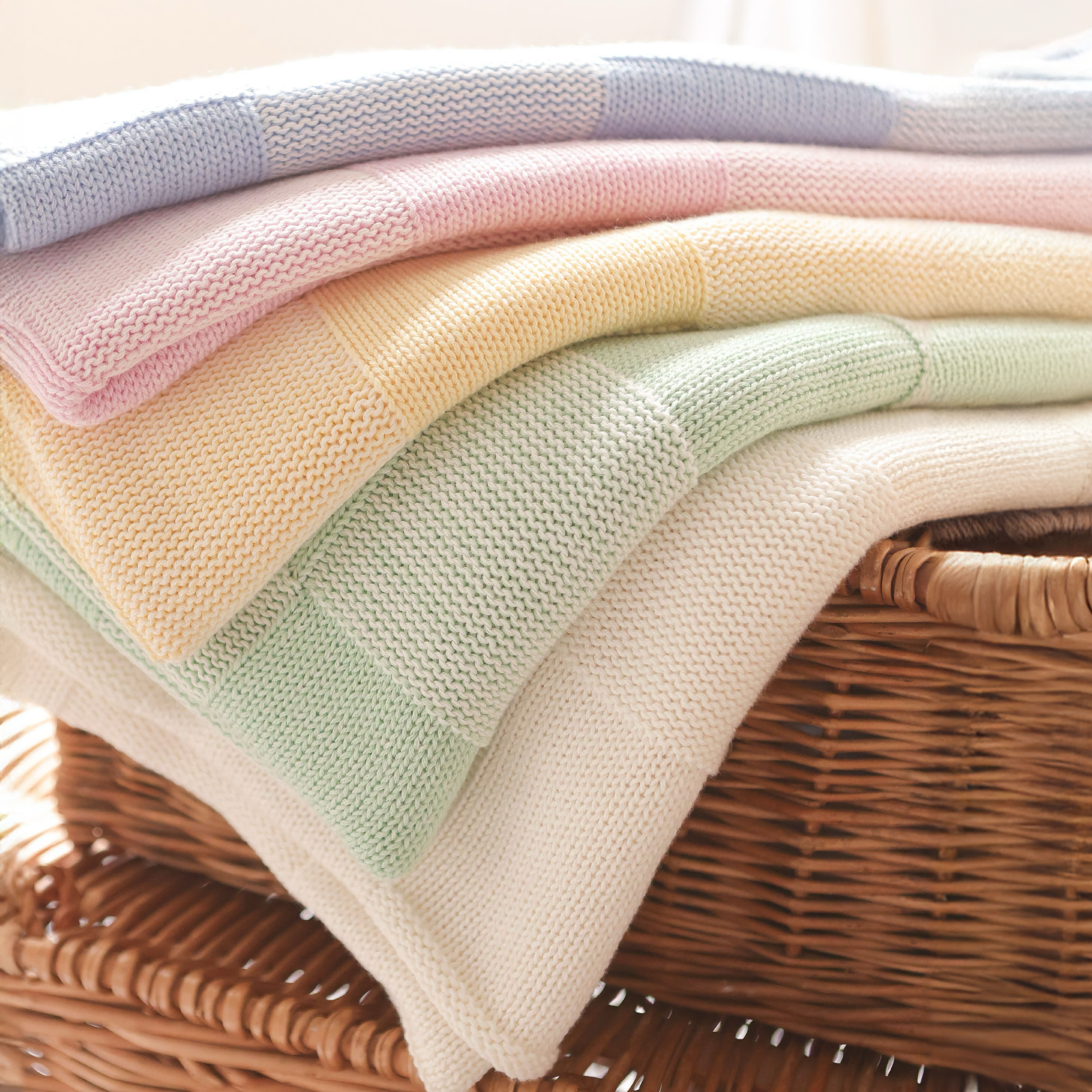 Stack of Alashan Charlie Knit Baby Blankets