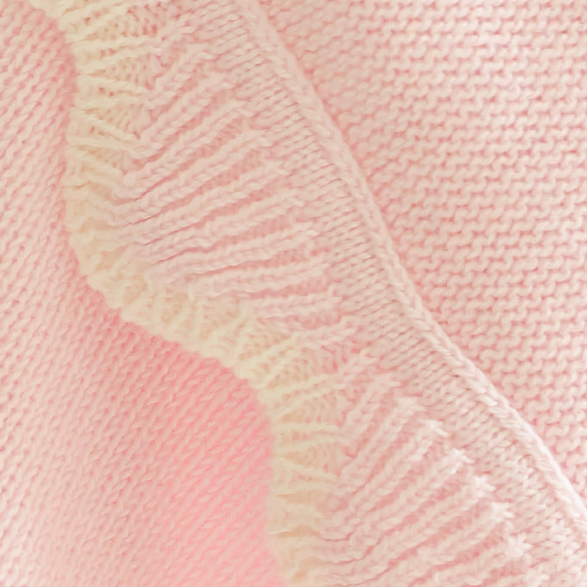 Closeup of Alashan Finley Scallop Knit Baby Blanket in Pink Sugar