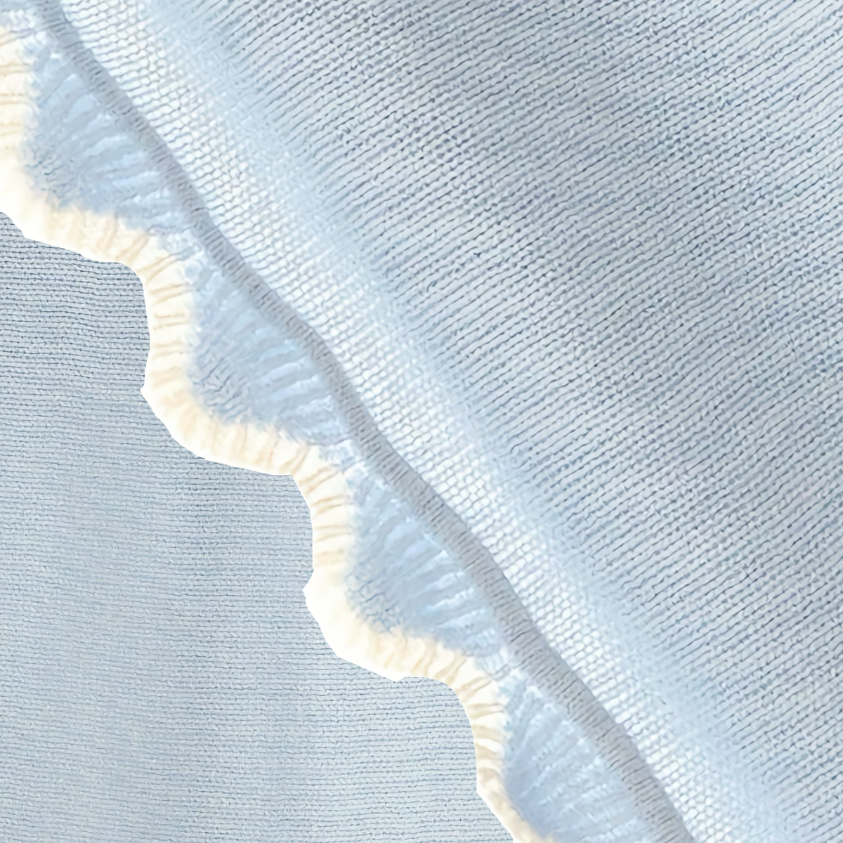 Closeup of Alashan Finley Scallop Knit Baby Blanket in Rain