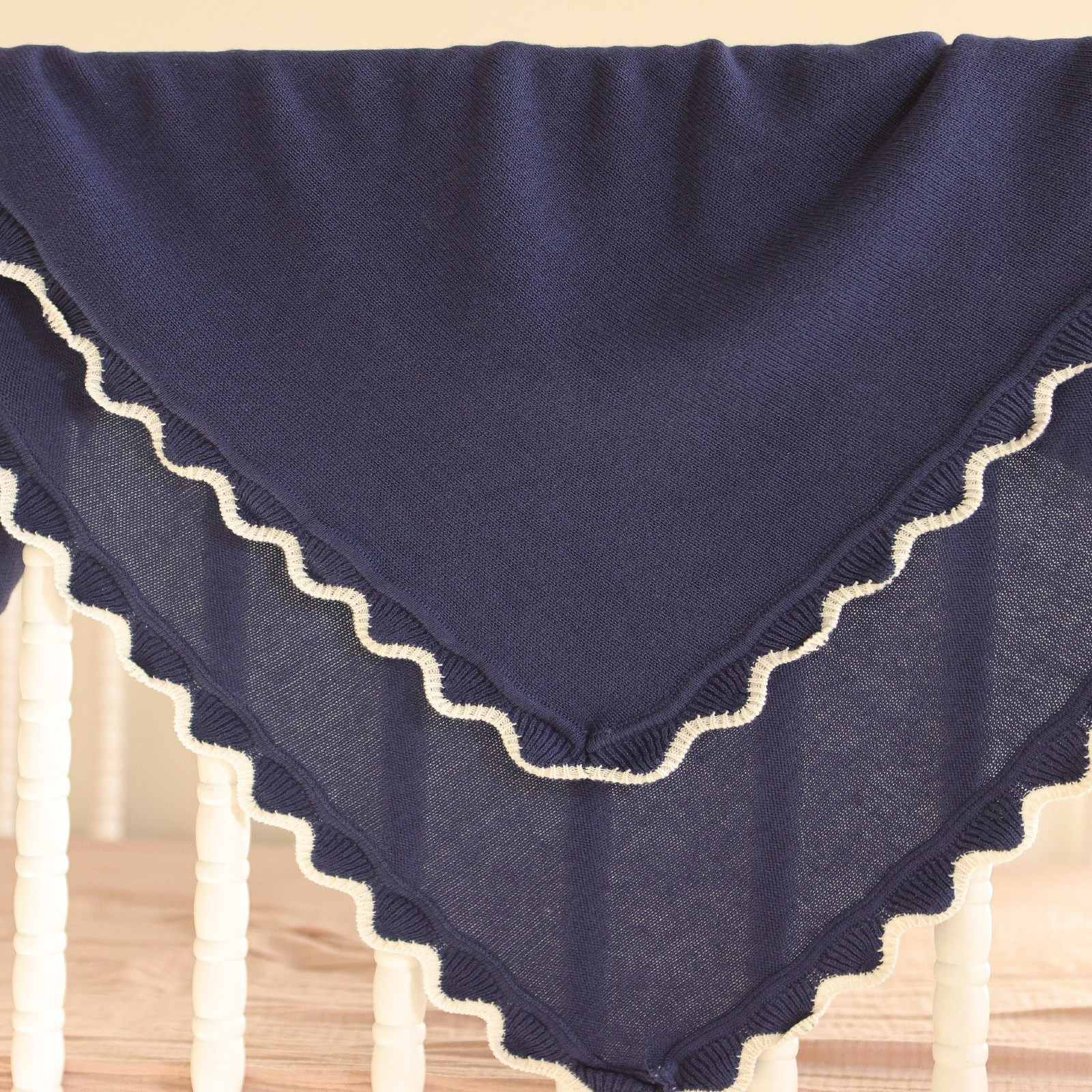 Alashan Finley Scallop Knit Baby Blanket in Midnight