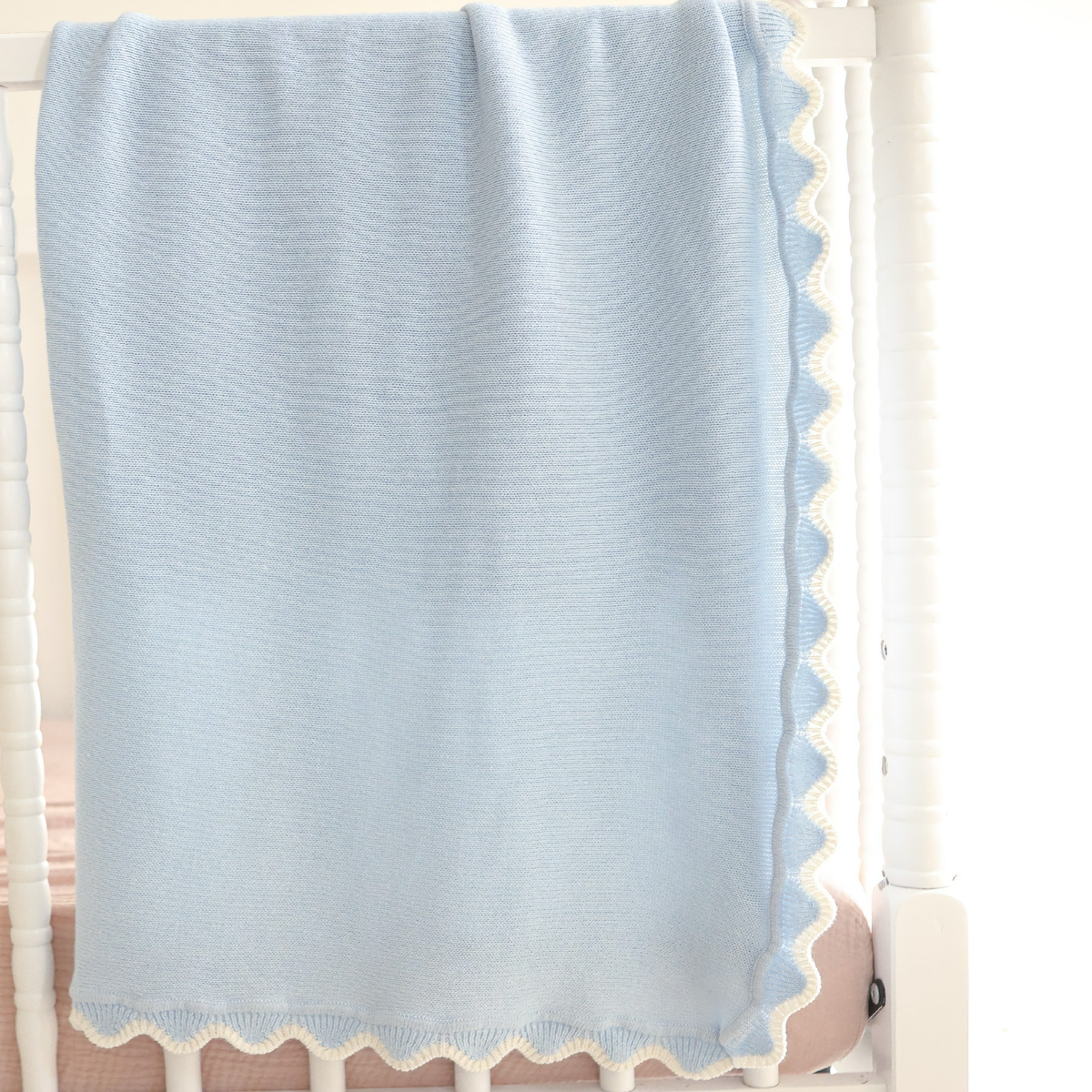 Alashan Finley Scallop Knit Baby Blanket in Rain