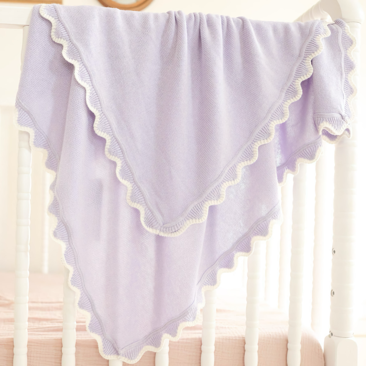 Alashan Finley Scallop Knit Baby Blanket in Serendipity