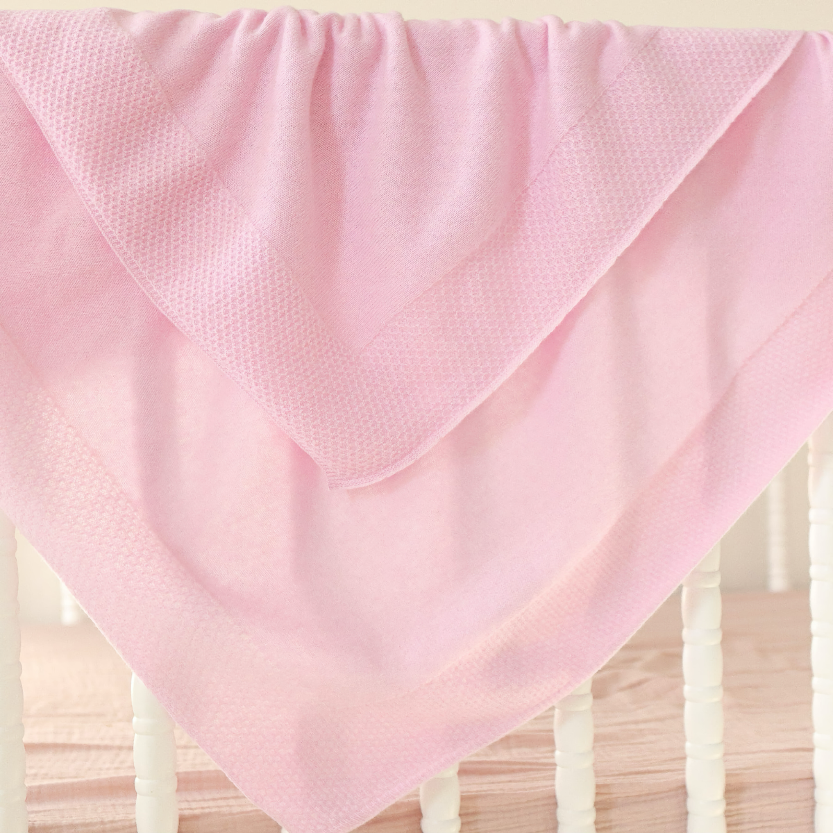 Alashan Hayden Honeycomb Edge Knit Baby Blanket in Beach Pink