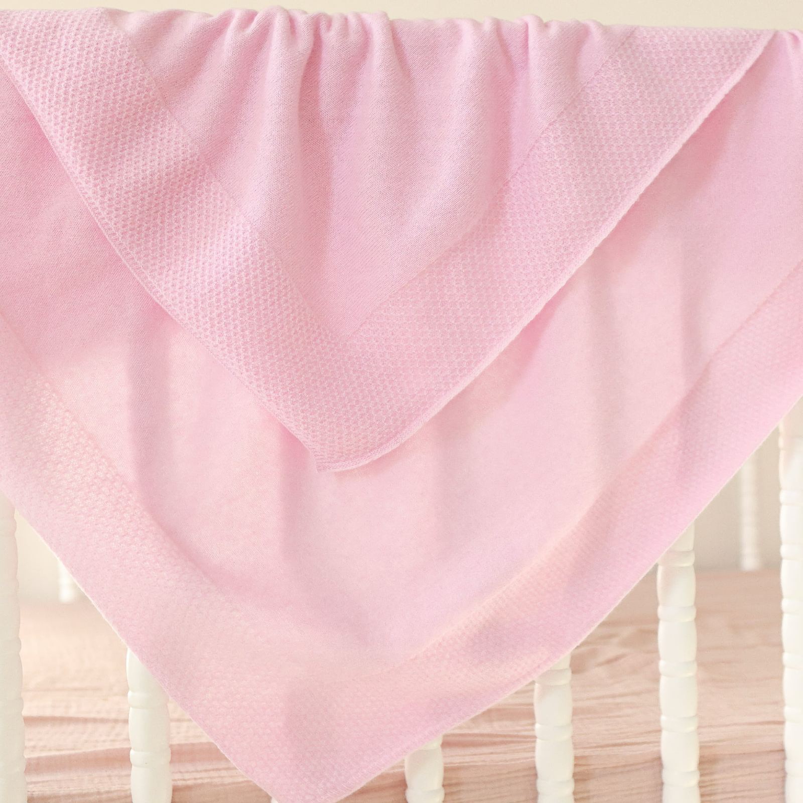 Alashan Hayden Honeycomb Edge Knit Baby Blanket in Beach Pink