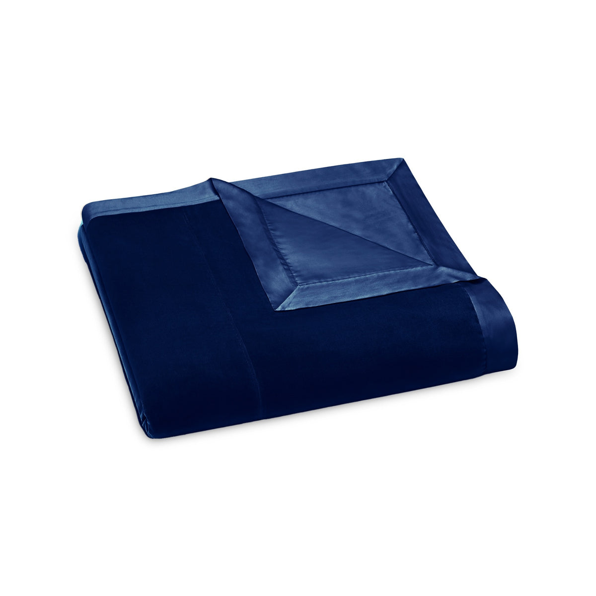 Folded Bedspread of Navy Amalia Cirrus Velvet Bedding