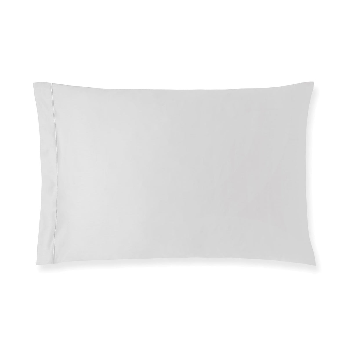Grey Egyptian cotton sateen Amalia Dalia Pillowcase with a thin Silver embroidered border near the left edge