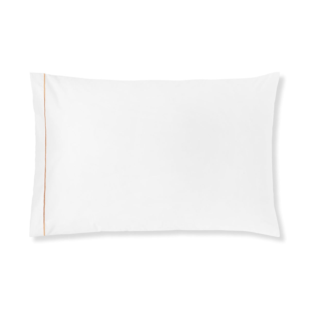 White Egyptian cotton sateen Amalia Dalia Pillowcase with a thin Rose embroidered border near the left edge