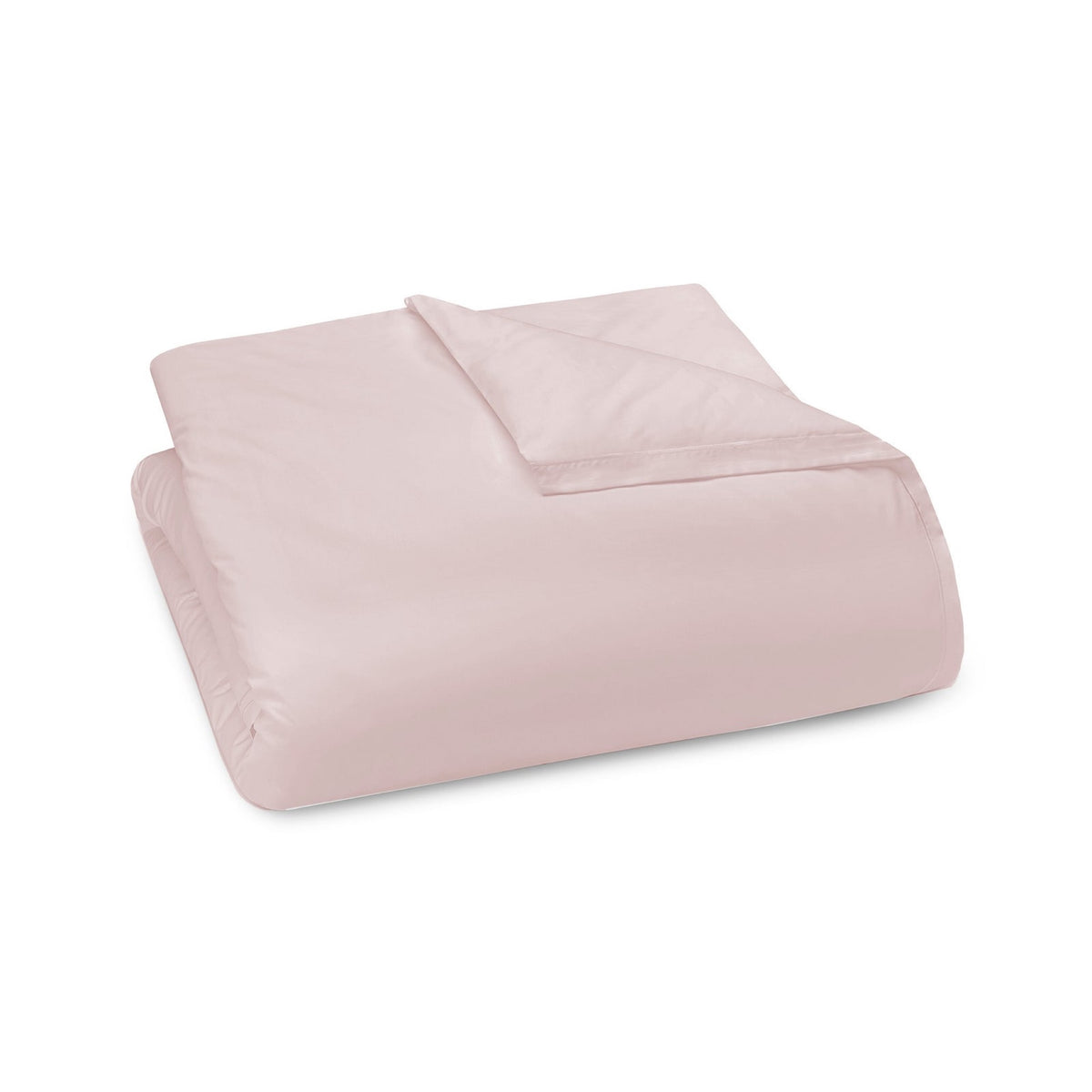 A folded Charm Pink Amalia Fresco Duvet Cover, crafted from Egyptian Giza 94 cotton