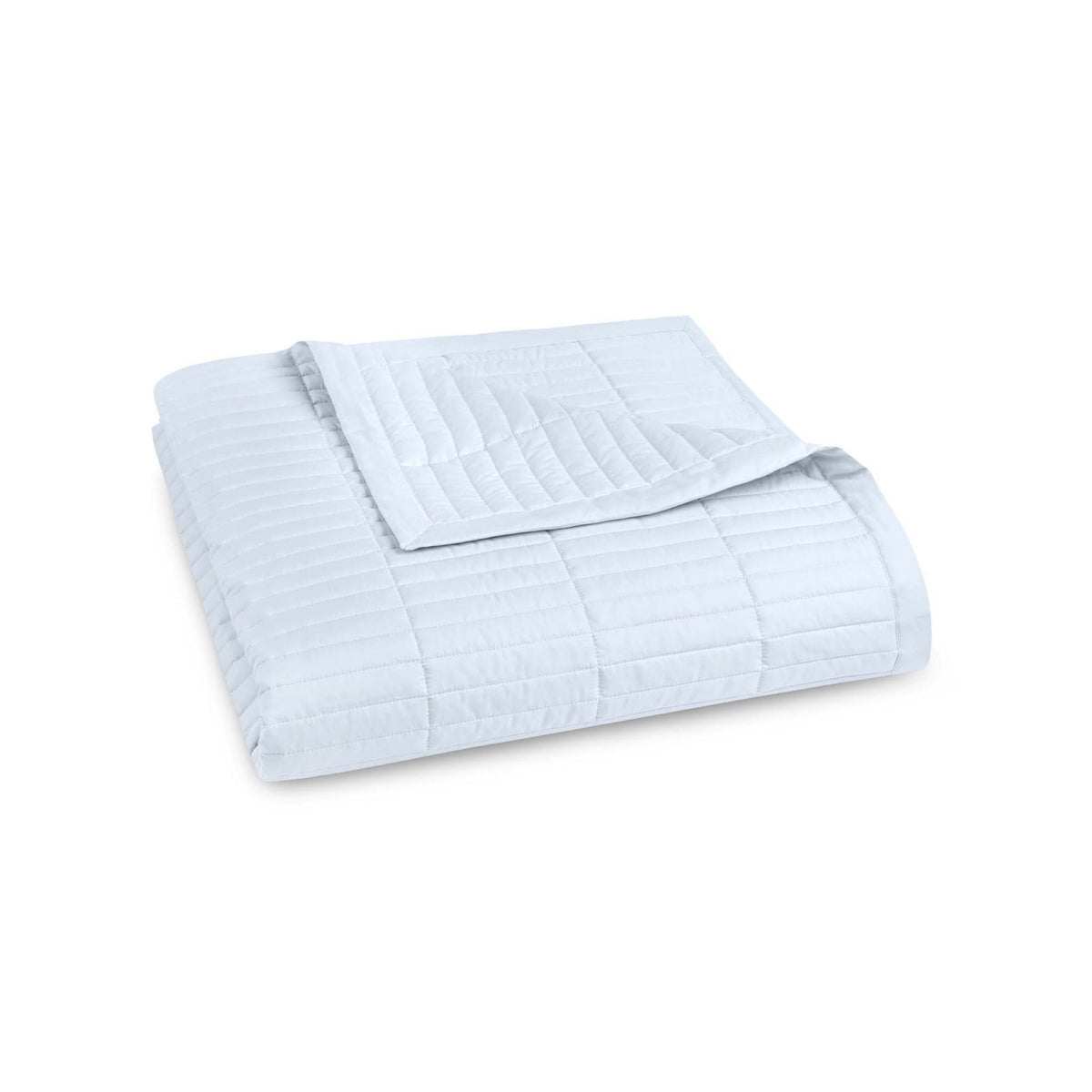 Folded Coverlet of Pale Blue Amalia Fresco Quilted Bedding