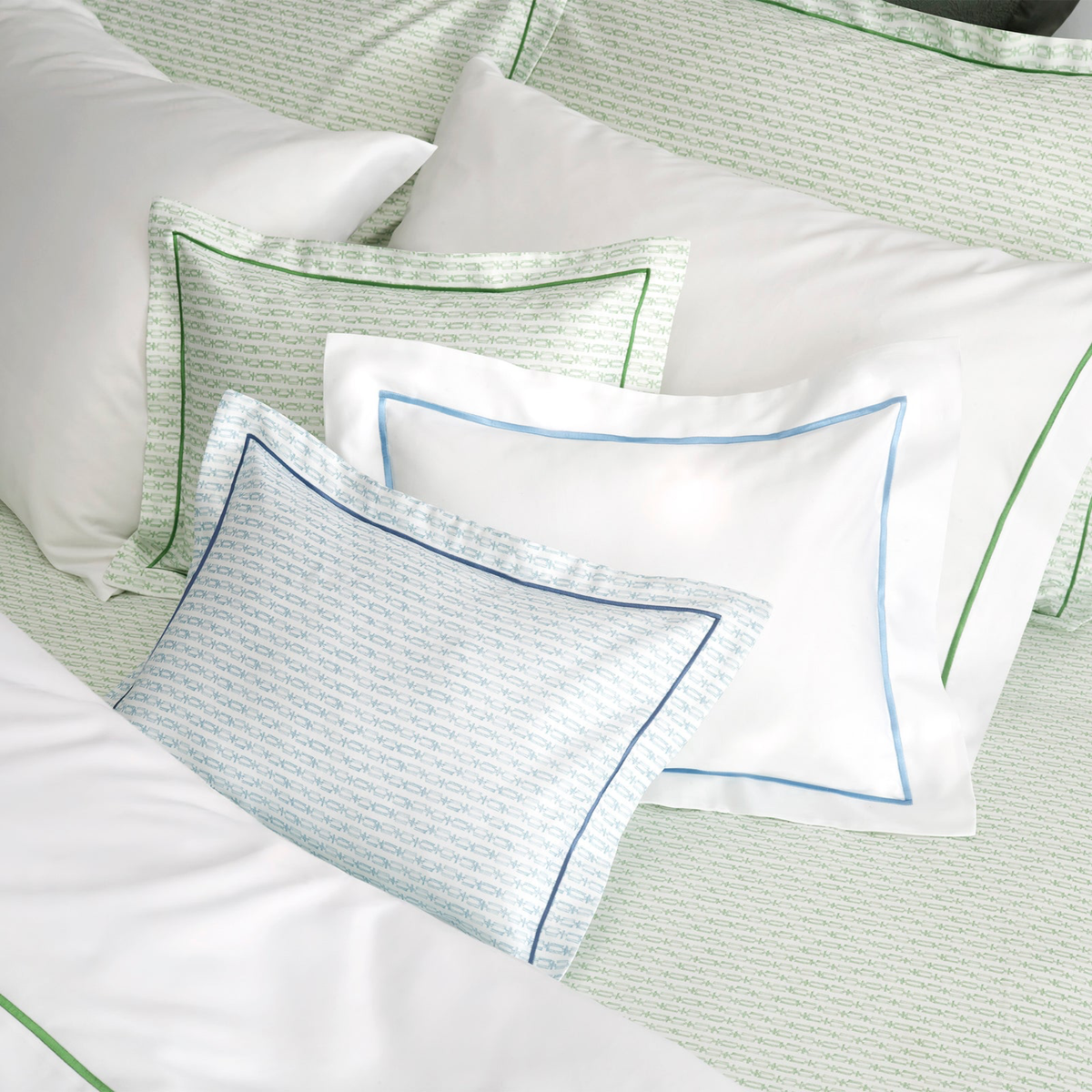Boudoir Shams Amalia Gaia Bedding of Primavera and Ardosia colors
