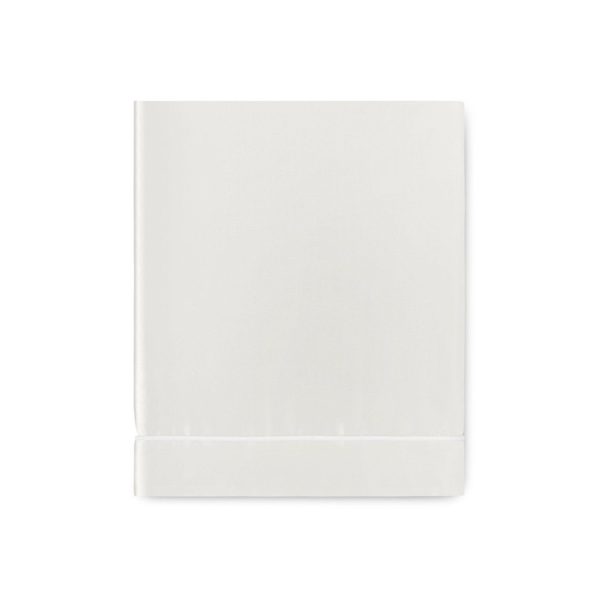 A folded Flat Sheet of Natural Amalia Maria Mulberry Silk Bedding with a decorative stitched border
