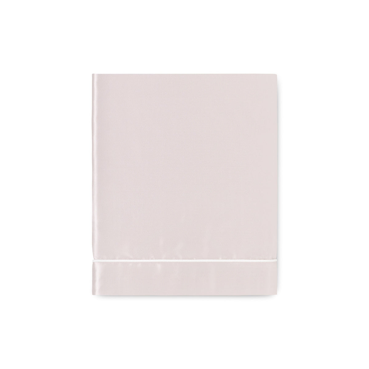 A folded Flat Sheet of Pink Amalia Maria Mulberry Silk Bedding with a decorative stitched border