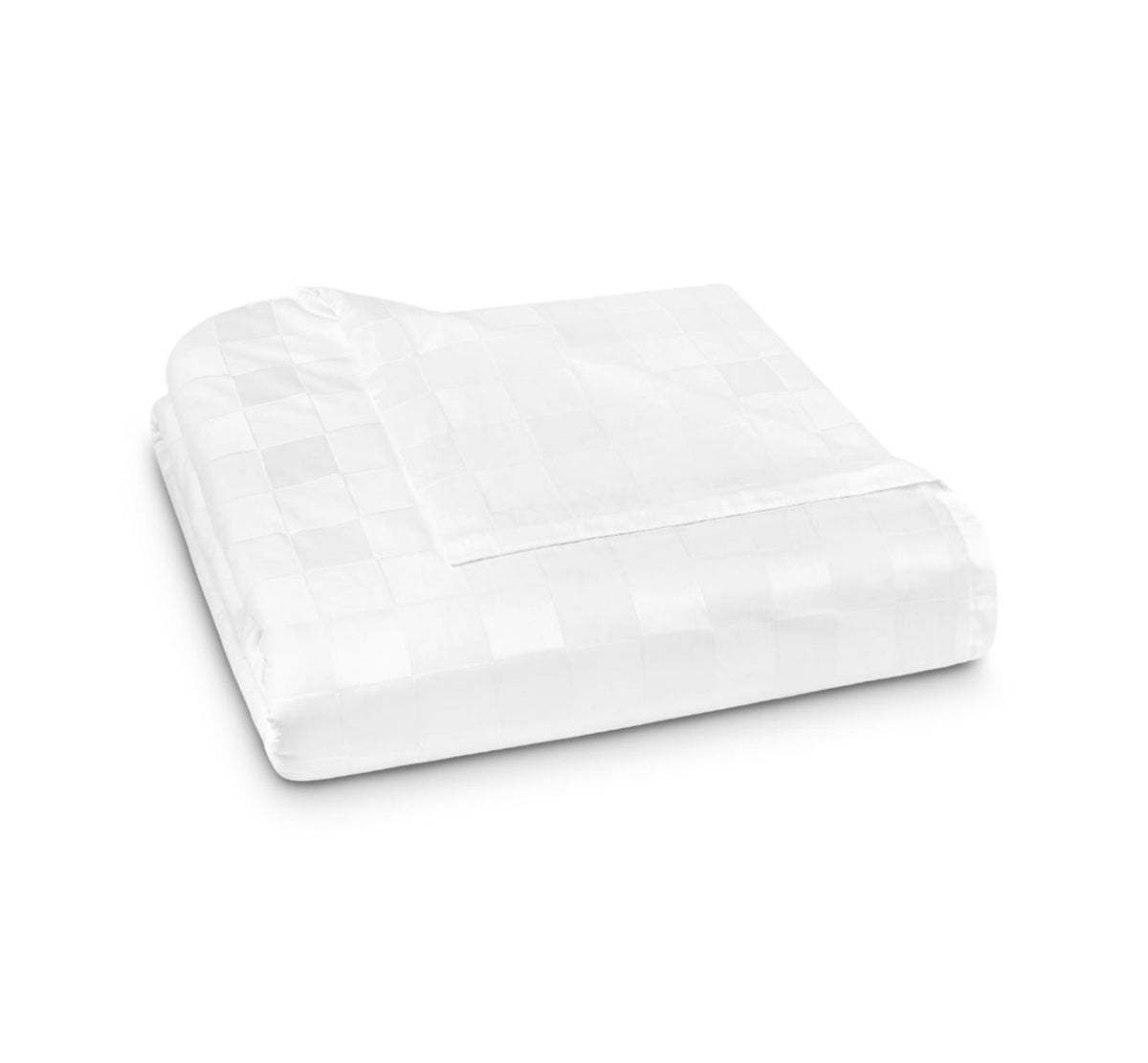 A folded Amalia Sagres Duvet Cover with a grid pattern of stitched squares in a jacquard weave.