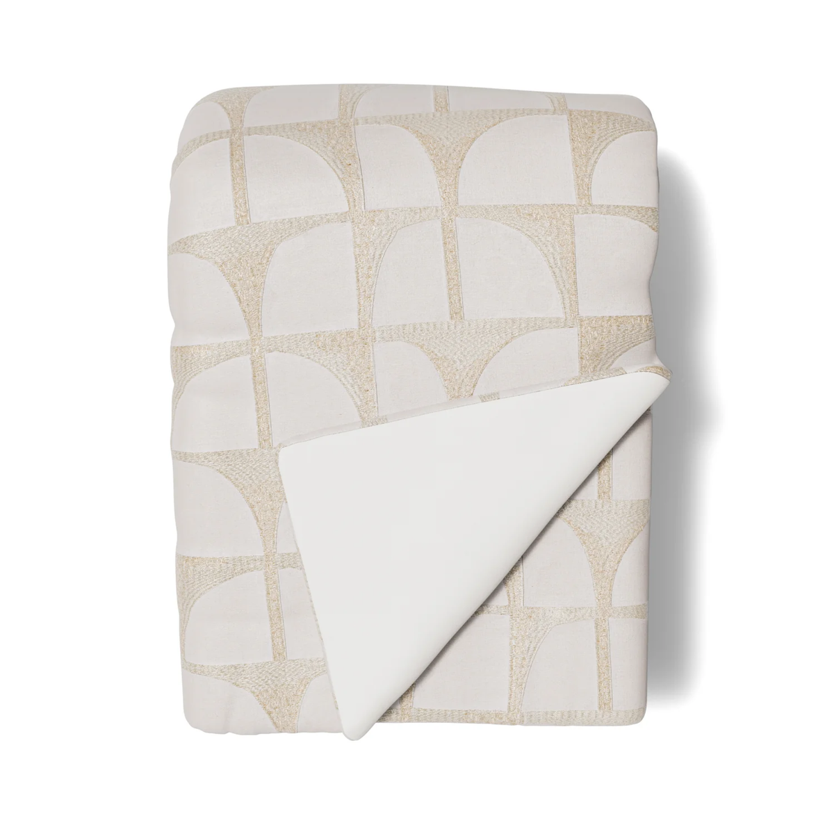 Folded Ann Gish Arches Throw in Pearl against white background