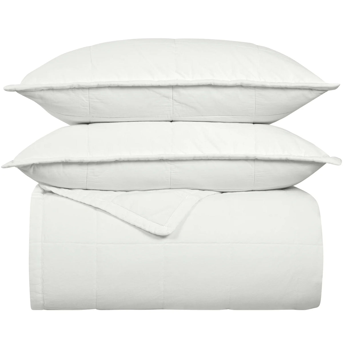 Stack of Bone colored Ann Gish Cotton Canvas Coverlet Set