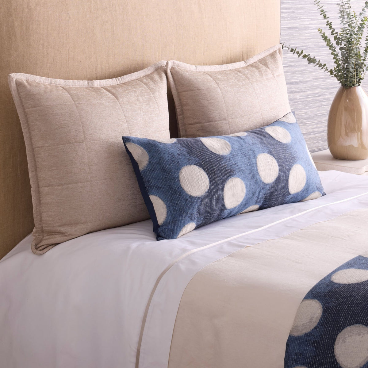 Ann Gish Eclipse 36x16 Decorative Pillow in Blue and Silver colors