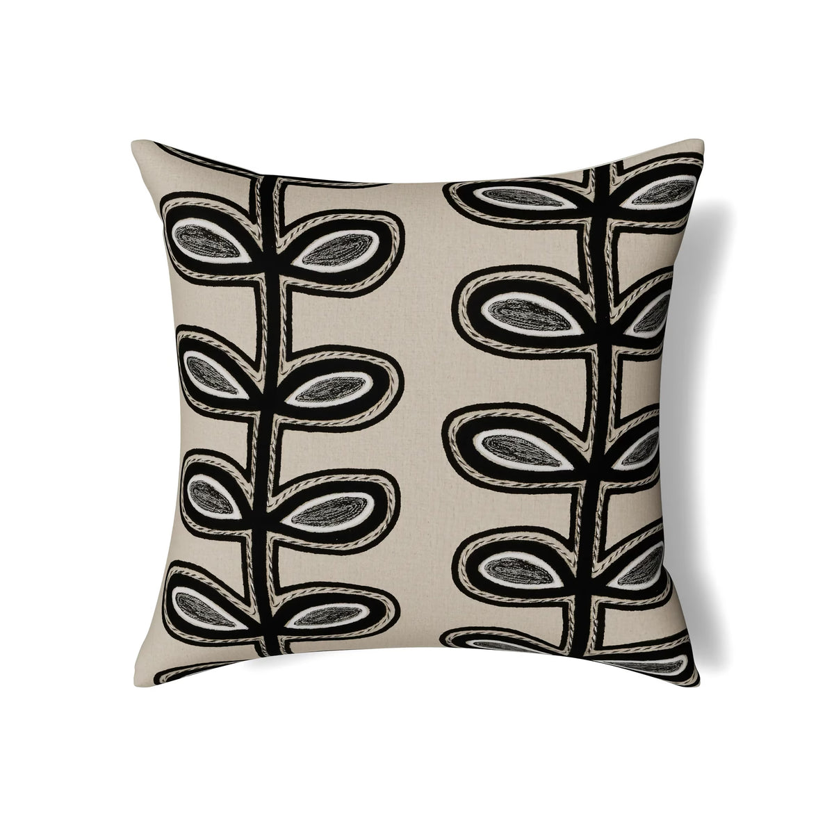 24x24 Ann Gish Fellini Throw and Decorative Pillow in Natural and Charcoal colors