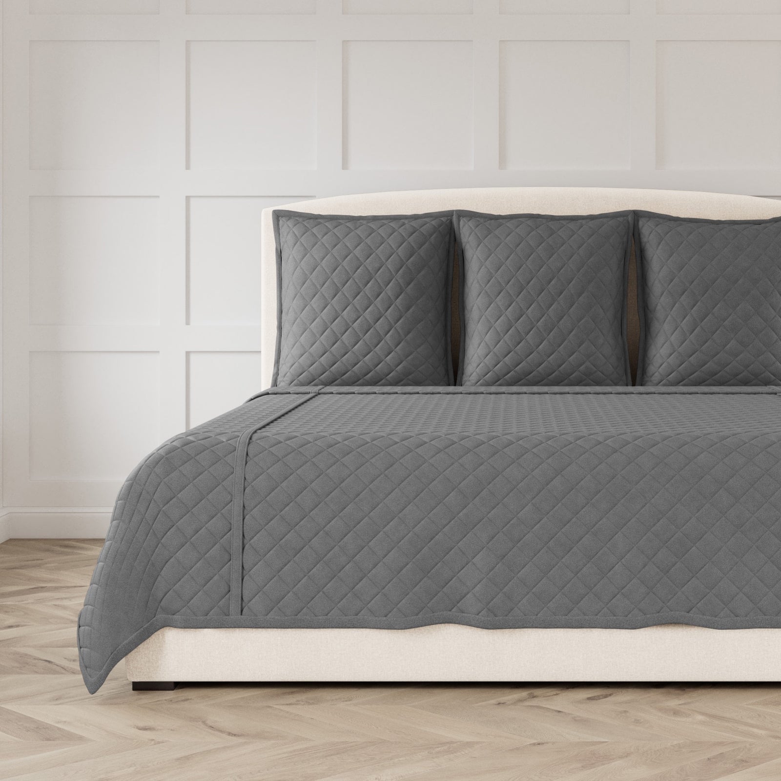 Ann Gish Flannel Coverlet Set in Grey Color