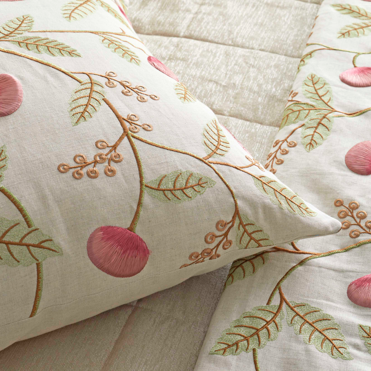 Detail View of Ann Gish Joliet Throw and Decorative Pillow