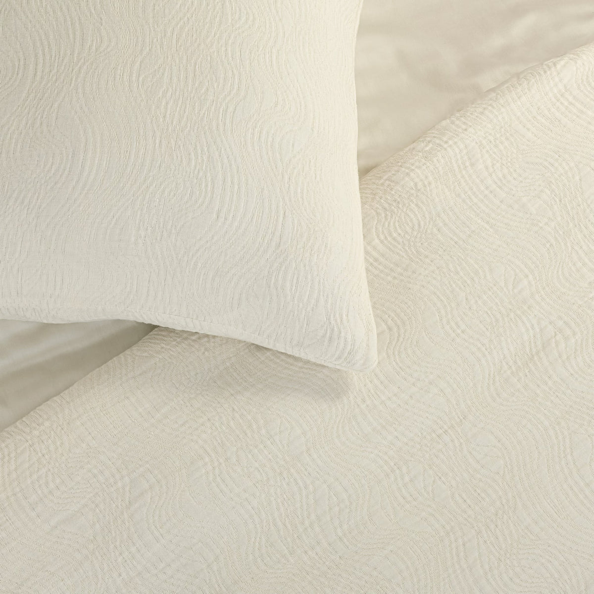 Closeup of Silver-Colored Ann Gish Moonstone Comforter Set