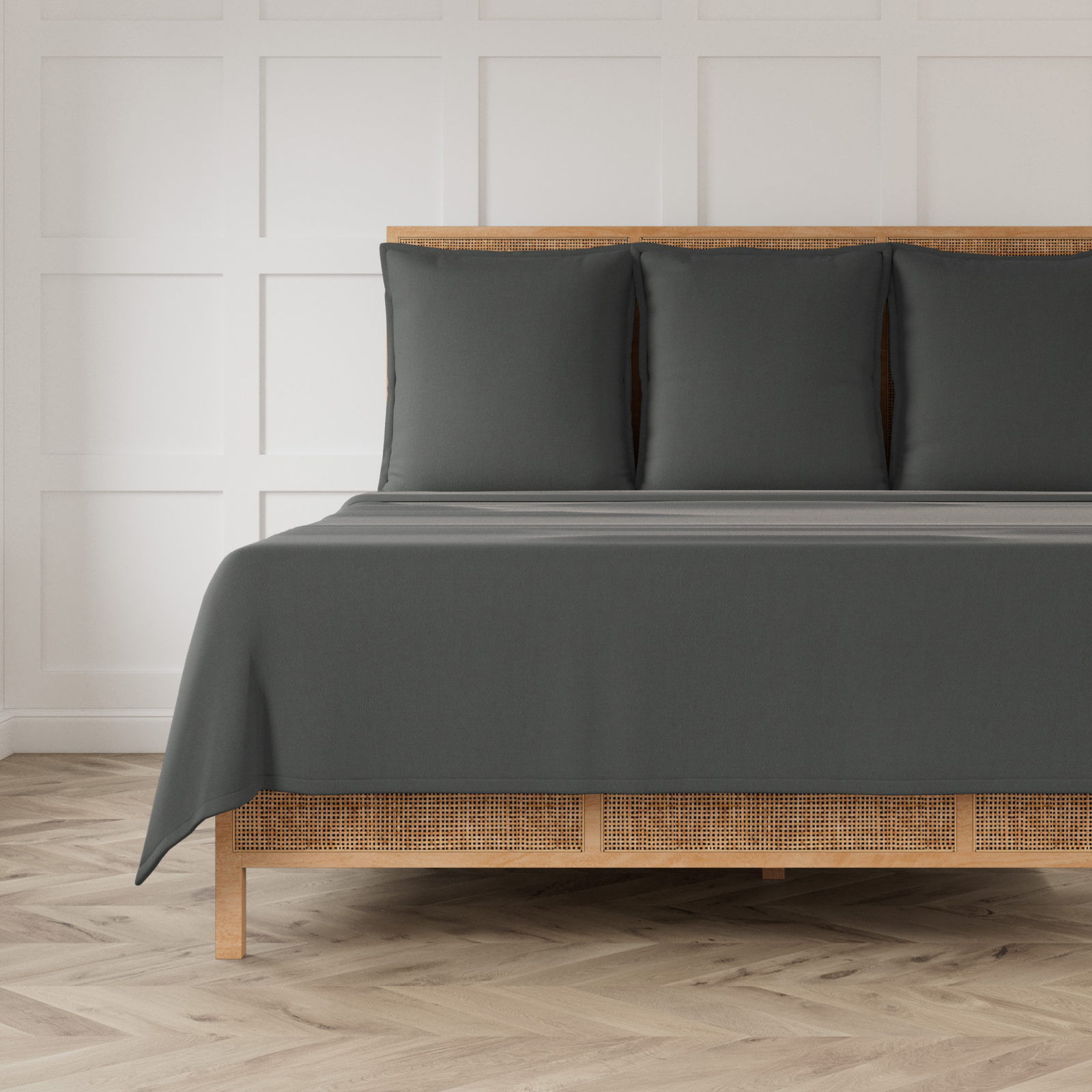 Bed in Charcoal Ann Gish Neo Matelassé Coverlet Set