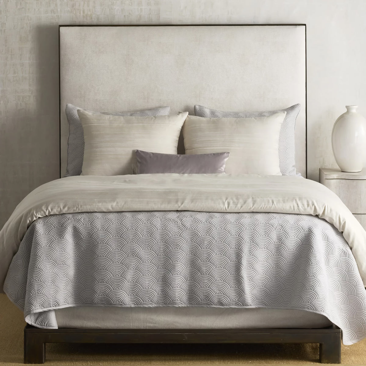 Pearl-colored Ann Gish Palais Comforter Set with coordinate bedding