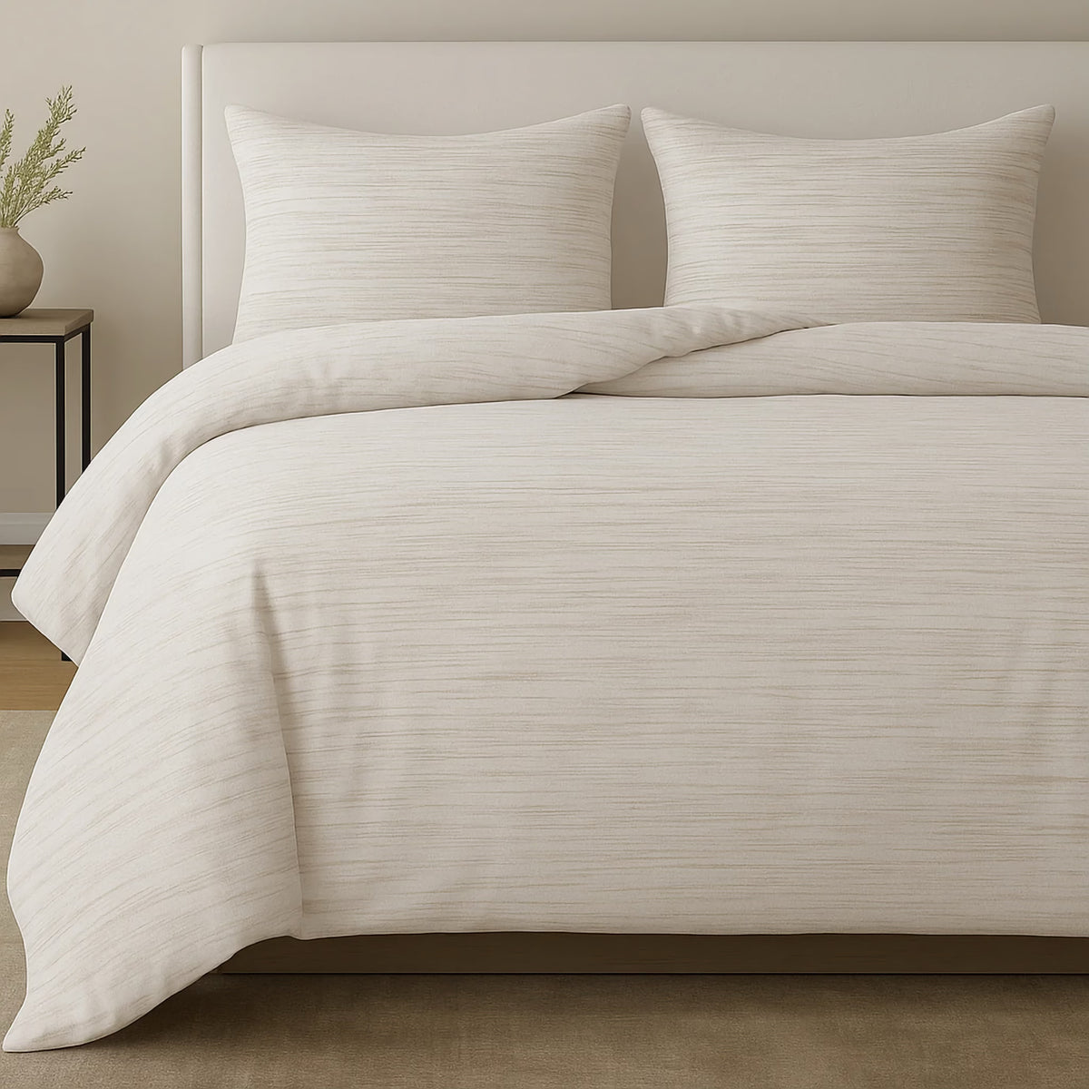 Neat bed in Pearl-colored Ann Gish Palais Comforter Set
