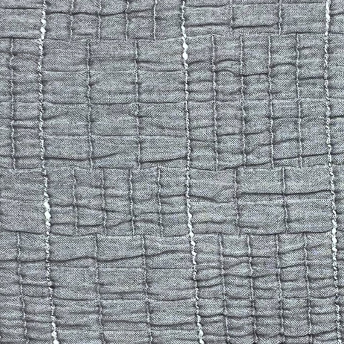 Close-up of a cotton Charcoal colored Ann Gish Pickstitch Coverlet Set
