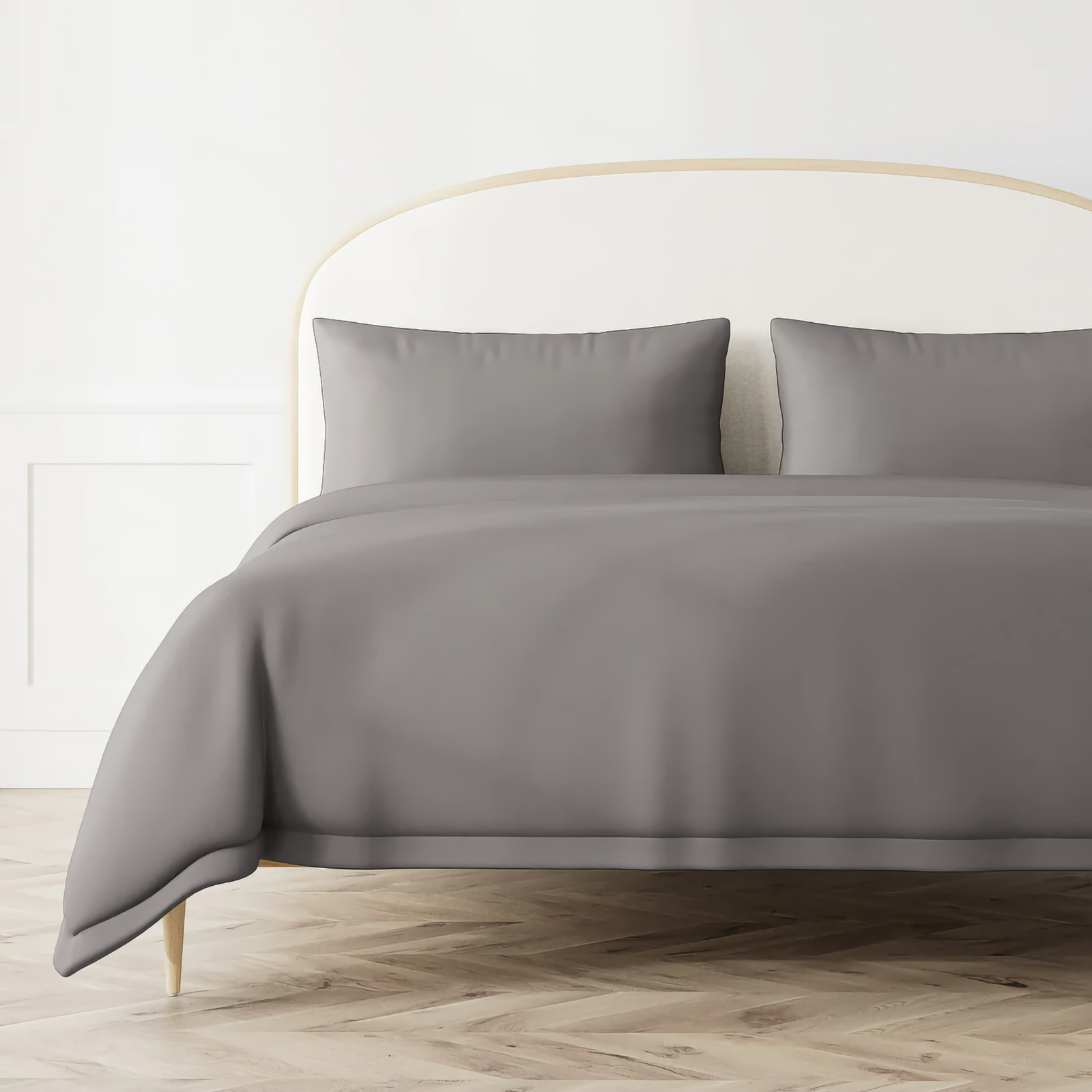Front Bed in Grey and Silver Ann Gish Ready-to-Bed 2.0 Duvet Covers and Shams