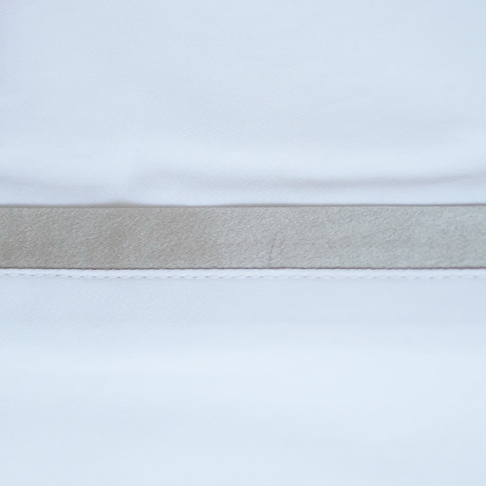 Side View of Ann Gish Silk Trim Bedding with Silver Swatch