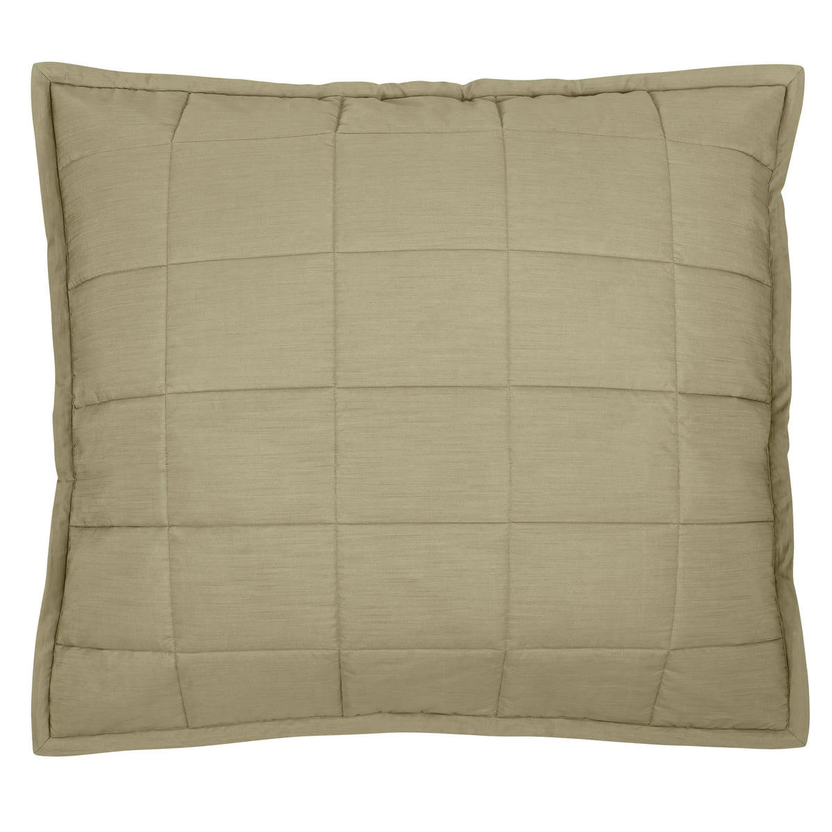 Silo of Olive colored Ann Gish Slub Tencel Quilted Sham