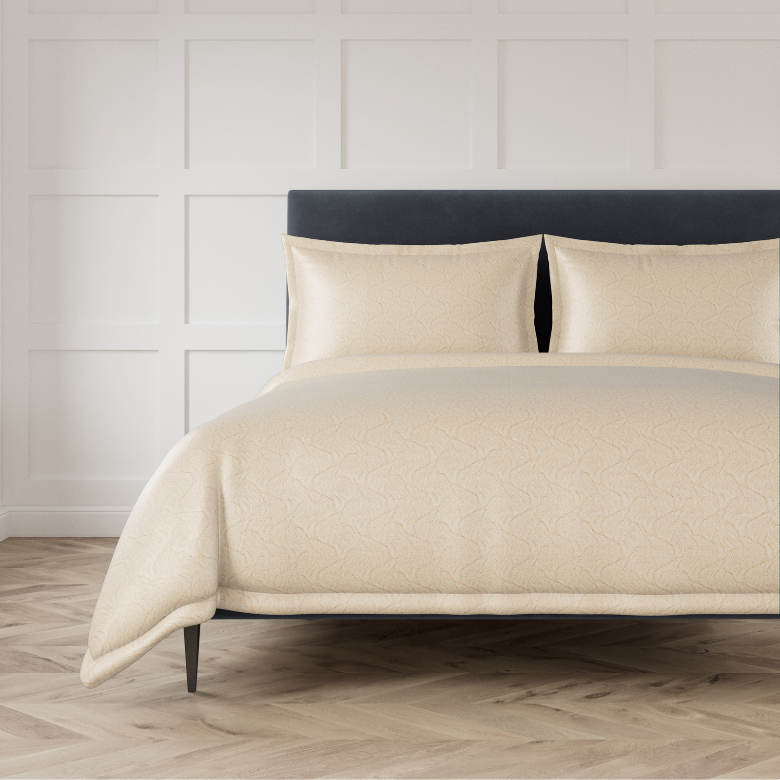 Bed in Gold Color Ann Gish Tidal Duvet Set