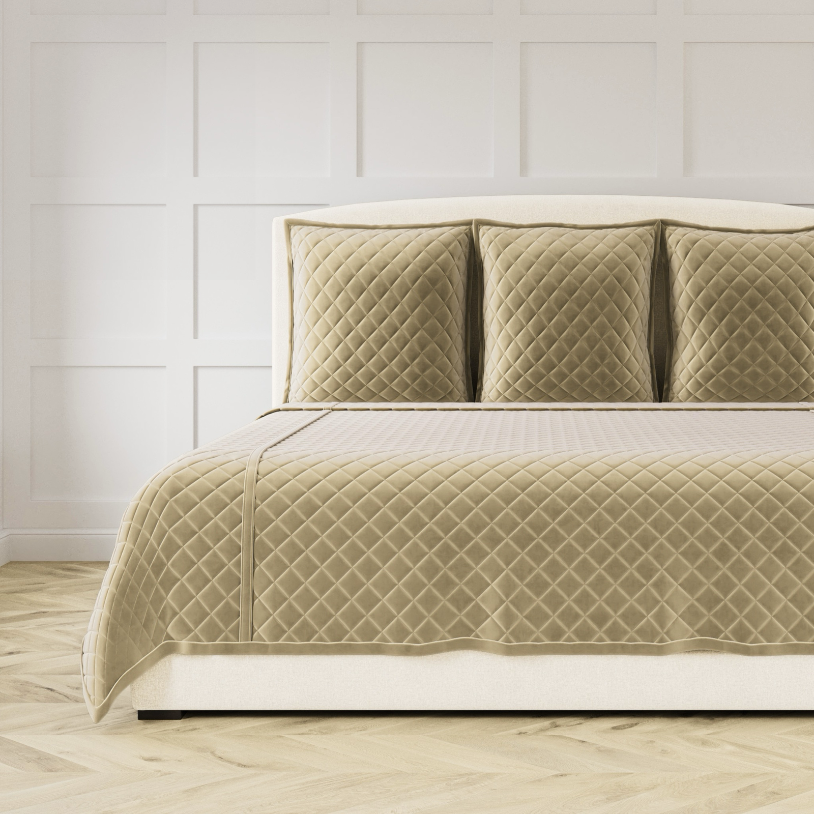 Ann Gish Velvet Coverlet Set in Taupe