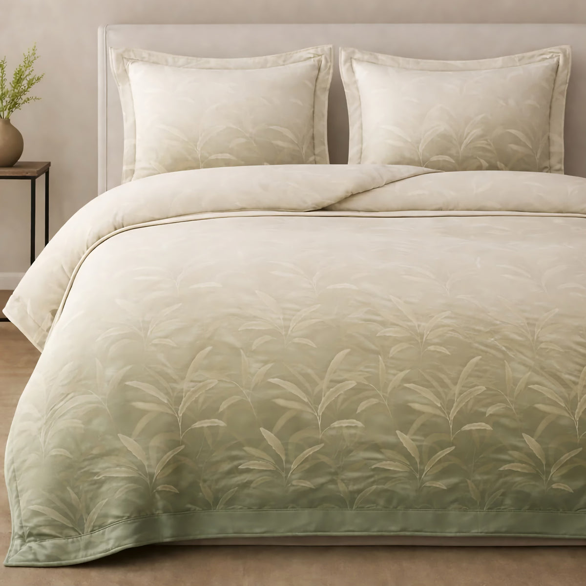 Sage-colored Ann Gish Willow Duvet Set