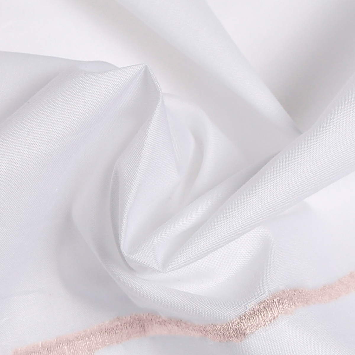 Fabric Closeup of BOVI Classic Hotel Bedding in White and Blush color