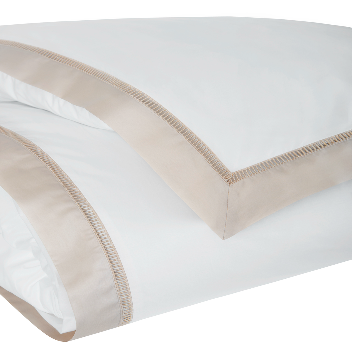 Duvet Cover Closeup of Latte on White BOVI Escada Bedding