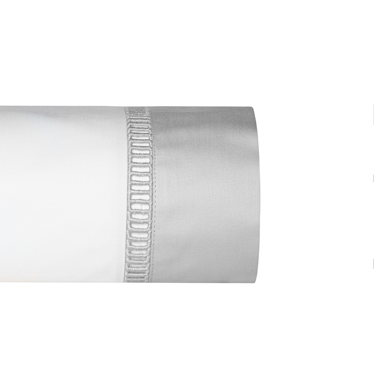 Flat Sheet Closeup of Silver on White BOVI Escada Bedding