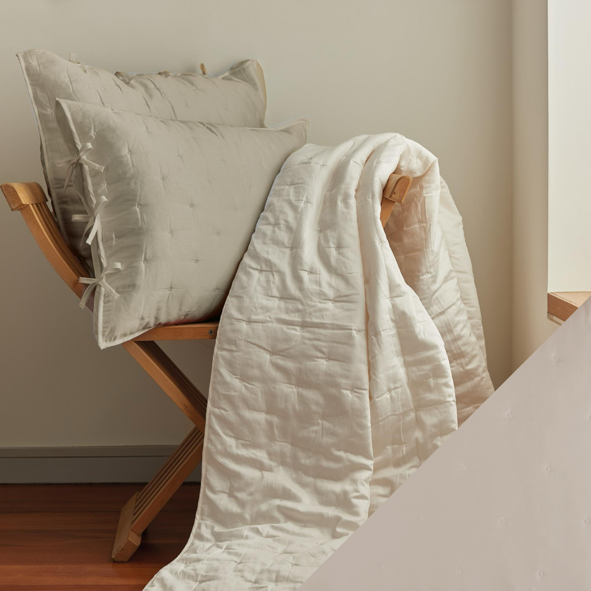 BOVI Grace Coverlets and Shams with Latte swatch