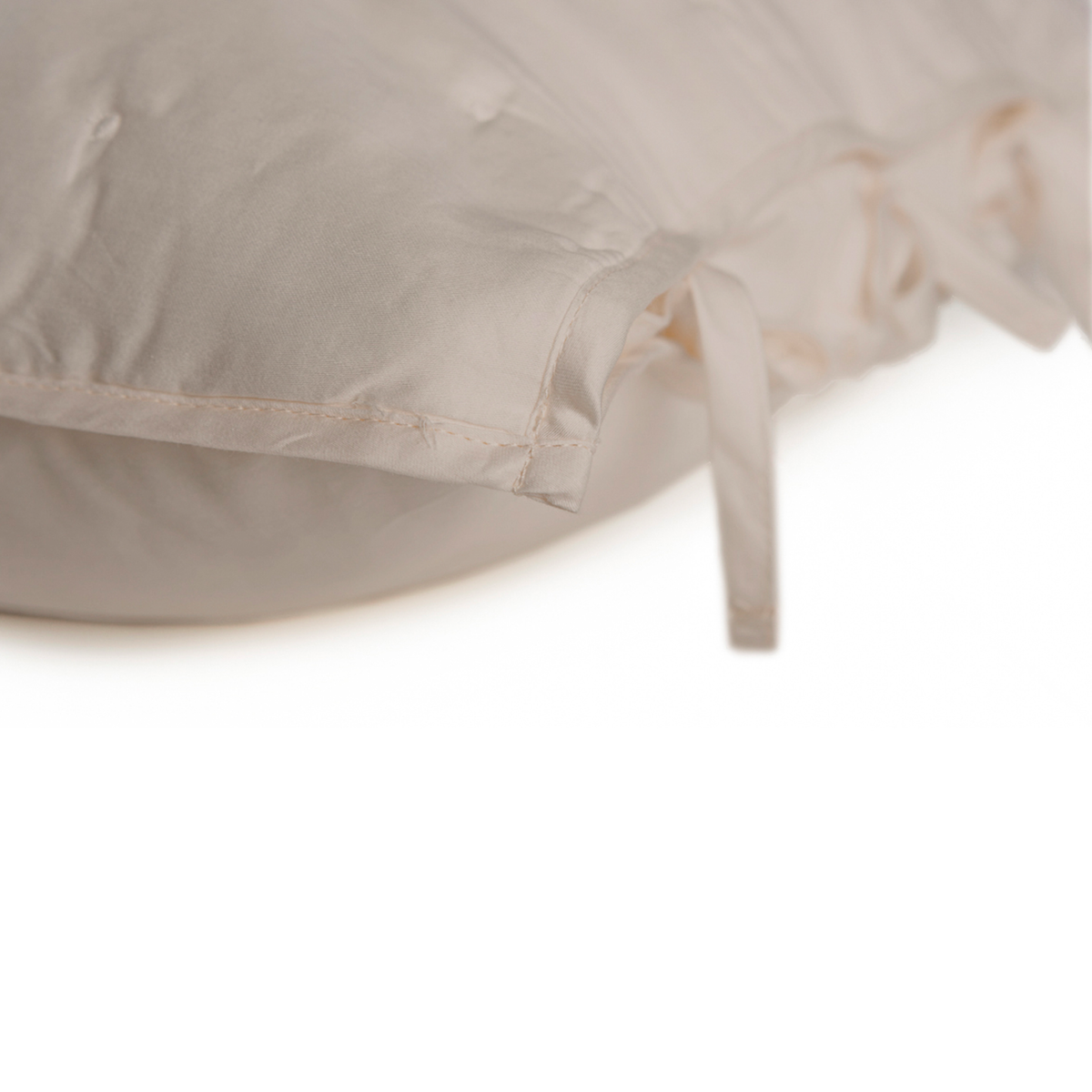 Tie Closure Closeup of Latte BOVI Grace Coverlets and Shams
