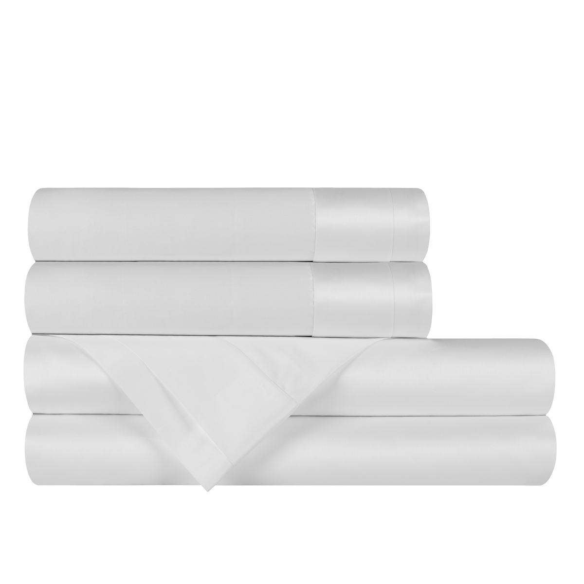 Sheet Set Stack of White BOVI Luxor Bedding