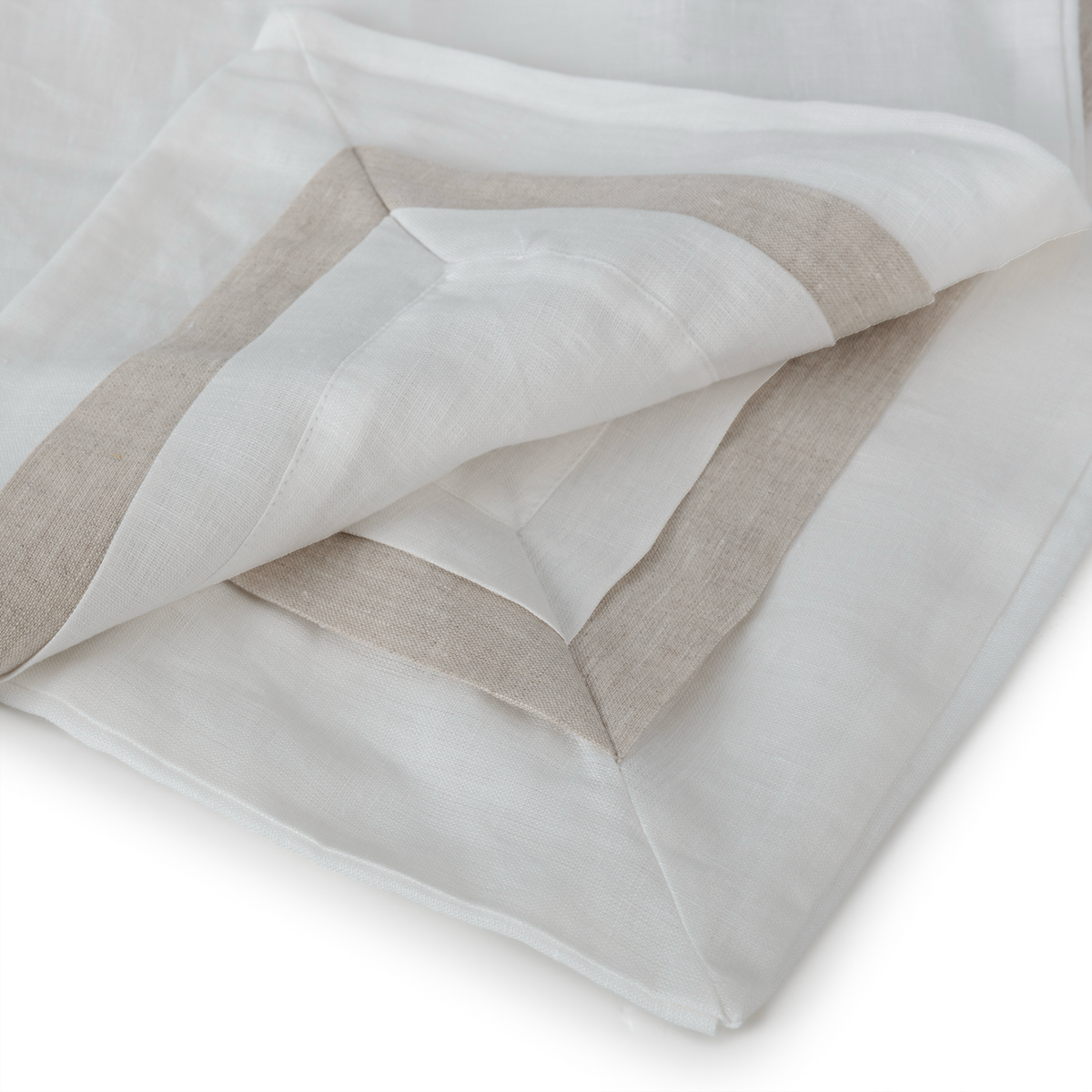 100% Linen BOVI Marbella Bedding in White and Flax colors