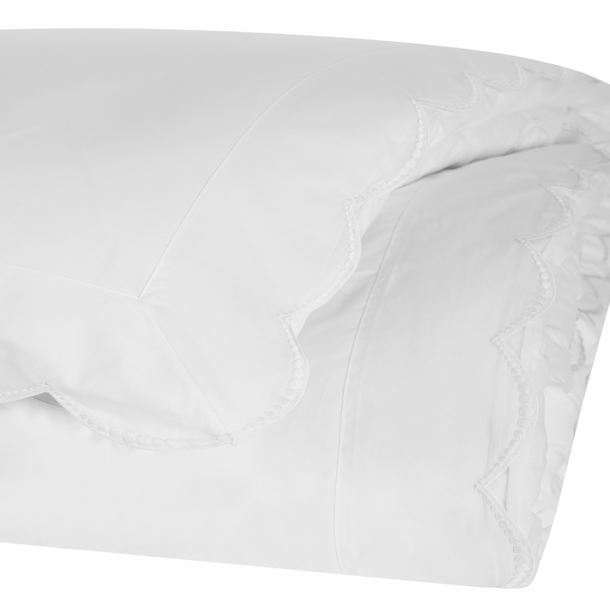 Detailed View of White and White BOVI Nazare Bedding