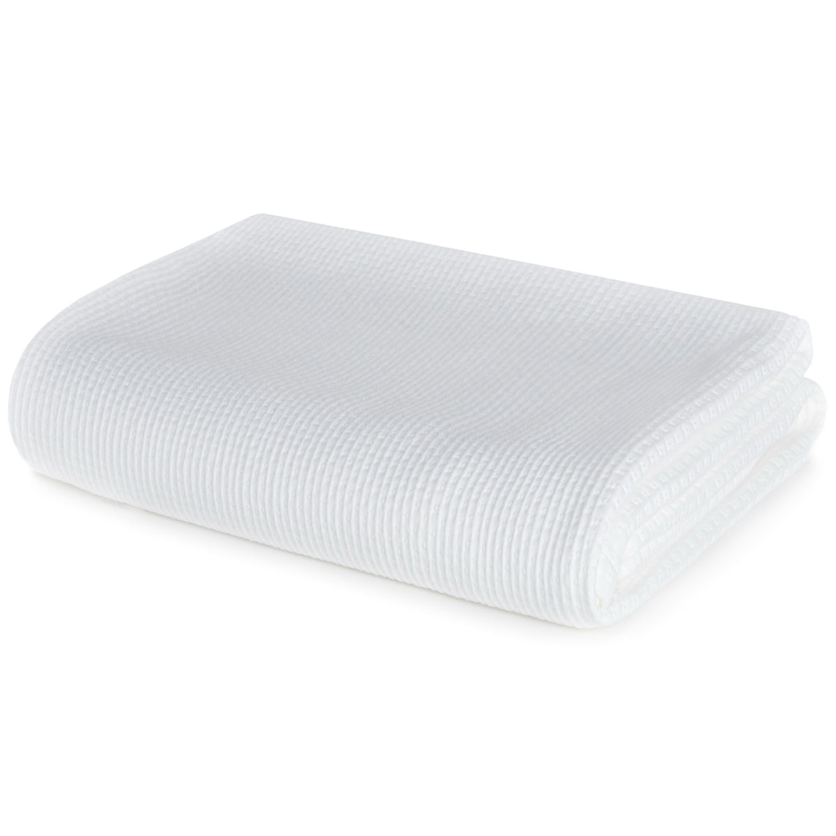 Folded White BOVI PJ Pique Coverlet