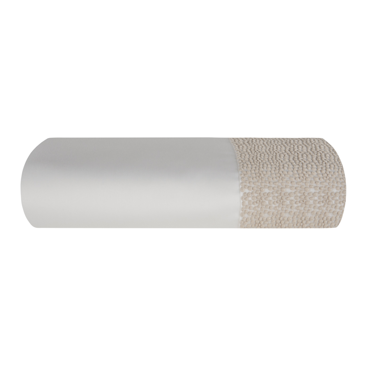 Folded Flat Sheet of BOVI Pearls Bedding in White and Latte Colors
