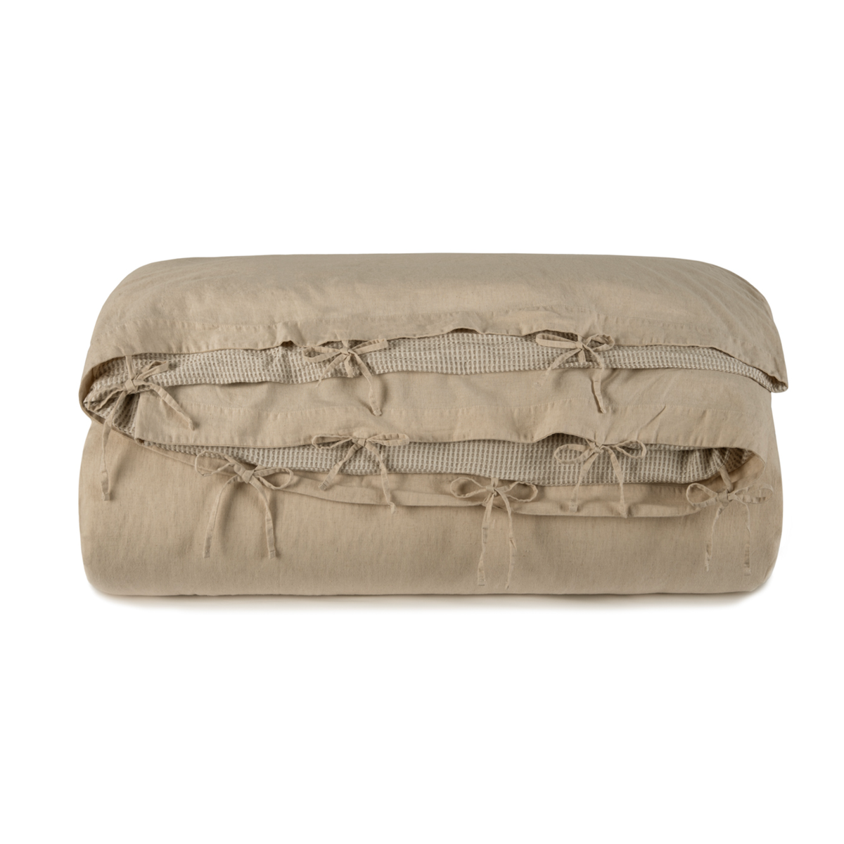 Folded Duvet Cover of Macadamia color BOVI Petra Bedding